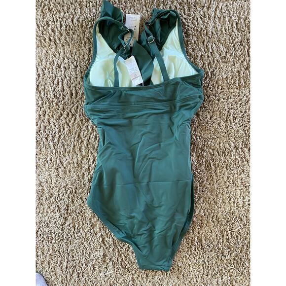 CUPSHE Ruffled Green One Piece TUMMY Control Swimsuit NWT SIZE Small - Picture 6 of 6